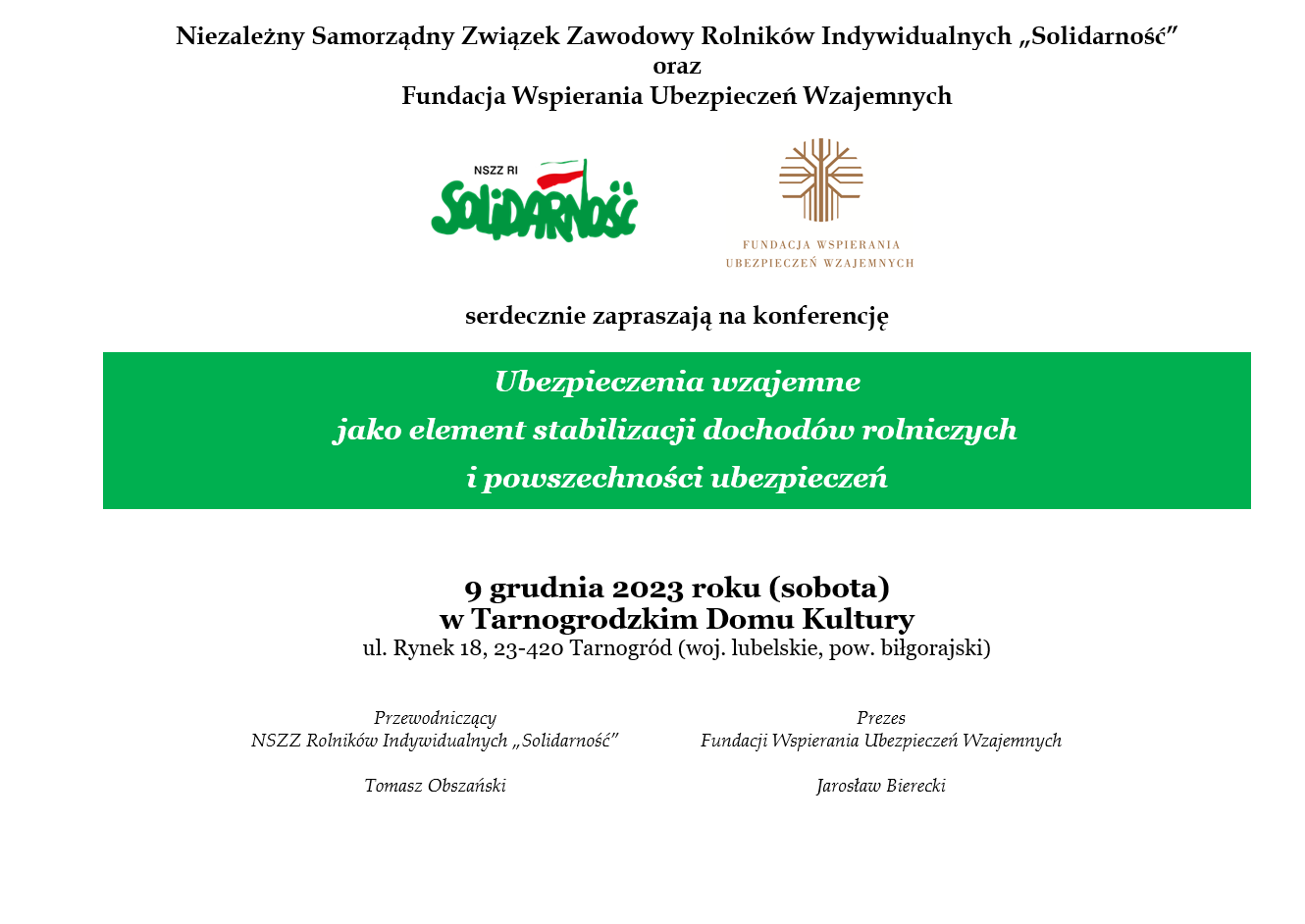 TUW konferencja NSZZ RI SOLIDARNOŚĆ