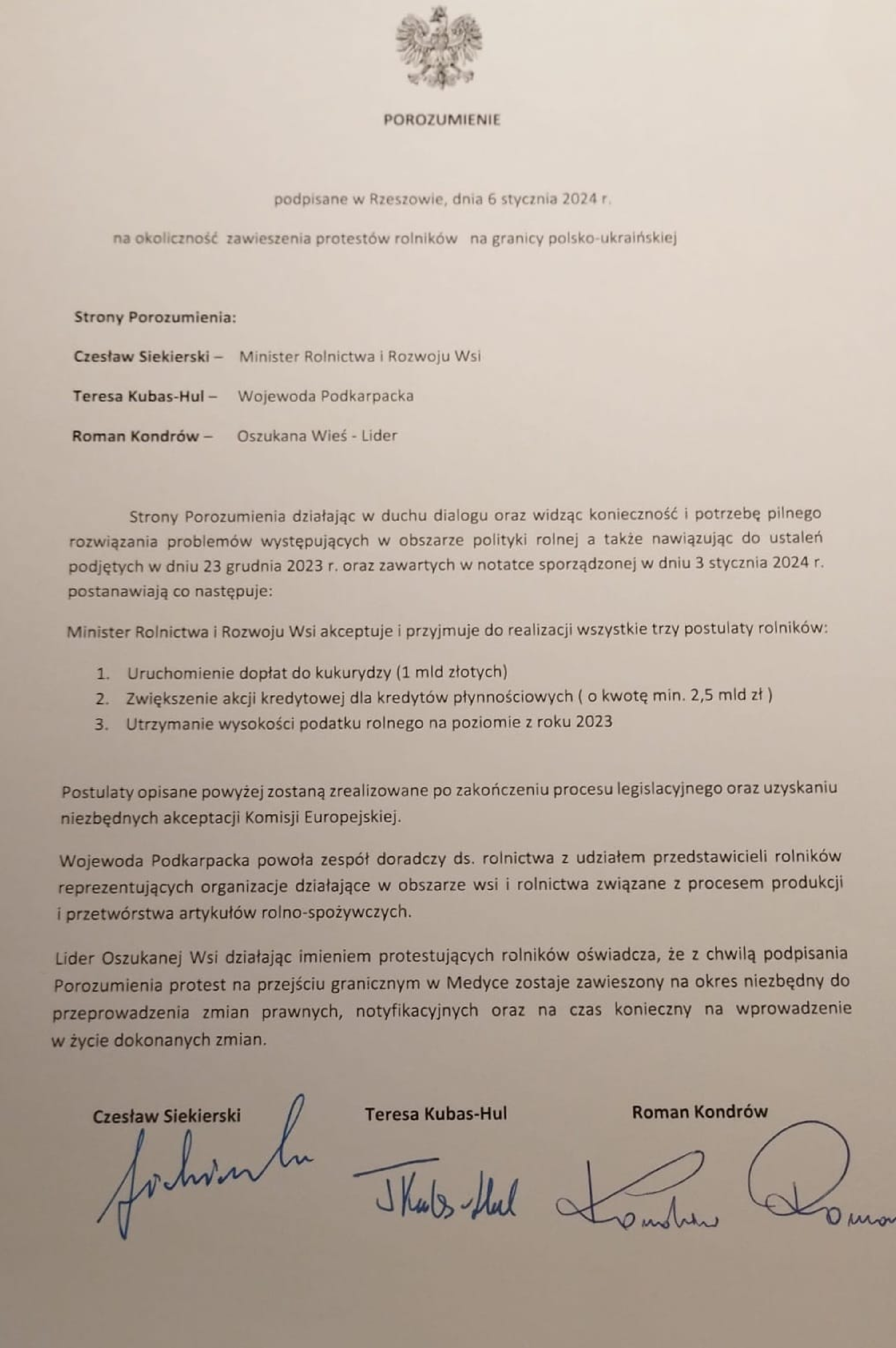 Siekierski Czesław_porozumienie w Medyce