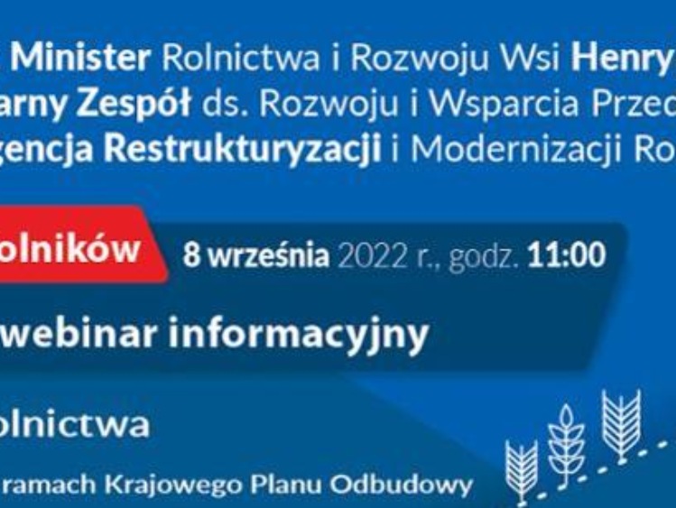 8 września -„Dotacje dla rolnictwa”- kolejny webinar