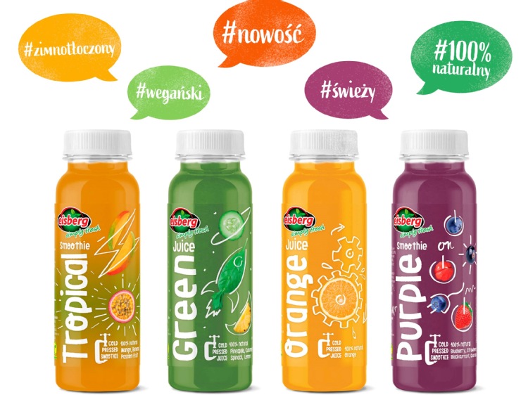 Świeże i naturalne - linia wegańskich soków i smoothies HPP marki Eisberg