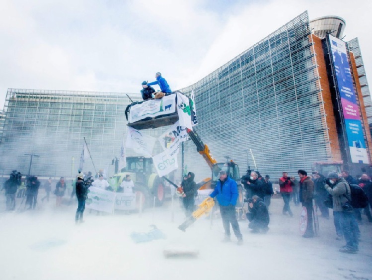 Spektakularny protest rolników w Brukseli