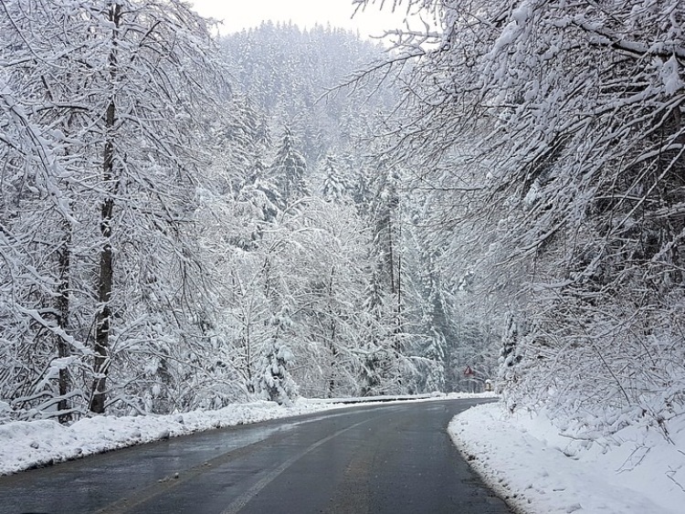 Pierwszy śnieg w Beskidach; warunki turystyczne są trudne